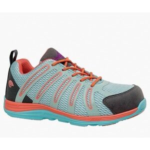 Nautilus Womens 7.5 Safety Toe Work Shoes Aqua Orange Slip Resistant Sneakers‎